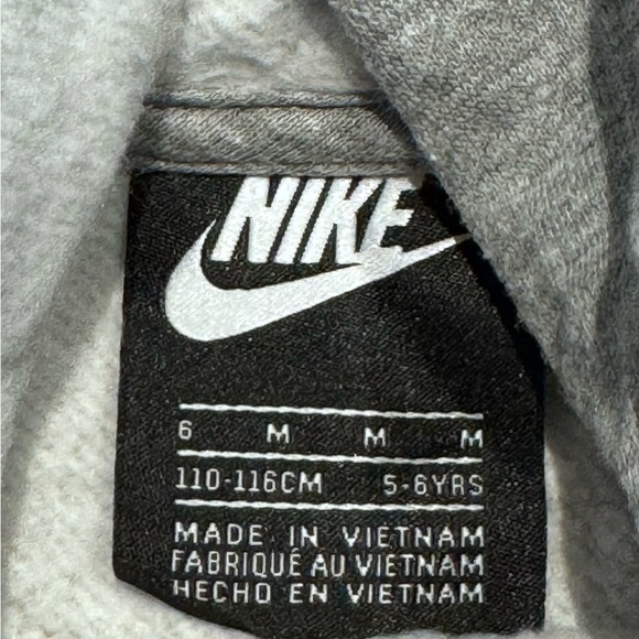 Vintage Logo Nike Long Sleeve Hoodie Sweatshirt Gray Kids Size 6, school - Picture 4 of 5